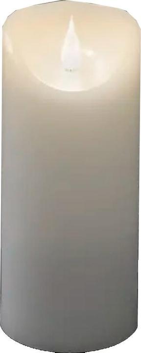 Konstsmide LED Echtwachskerze, weiss, mit 3D Flamme, Ø 7, 5 cm, Höhe: 17, 5 cm, mit 4h und 8h Timer (1 x)