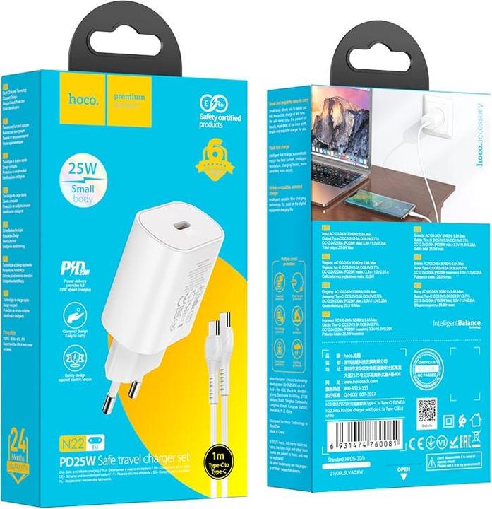 Image du produit Hoco Chargeur avec câble de type C (25 W, 1 portion)