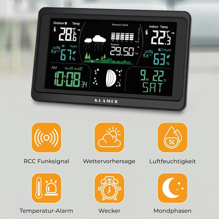 Actual product image KLAMER Funkwetterstation mit Aussensensor