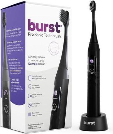 Actual product image Hairburst Burst Pro Sonic Advanced Electric Toothbrush for Adults Black with Soft Bristles (Sonic toothbrush)