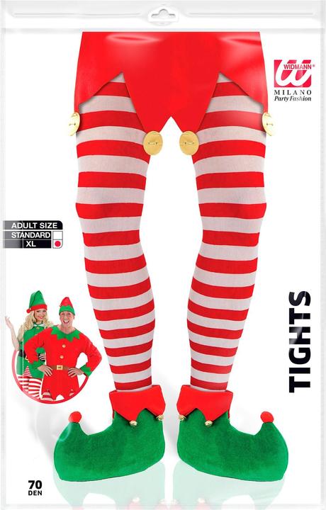 Produktbild Widmann Weihnachts Rot/Weiss getreifte Strumpfhose 70 DEN Grösse XL
