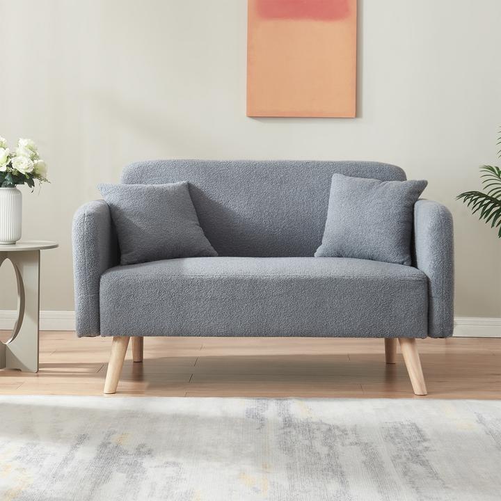Produktbild En.Casa 2-Sitzer Sofa Midt 132x70x81 cm Bouclé Grau (2-Sitzer)