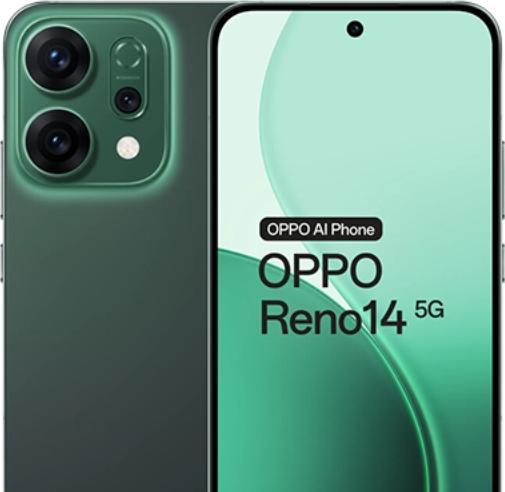 Image du produit OPPO Reno14 (512 Go, Vert lumineux, 6.59", Double SIM, 5G)