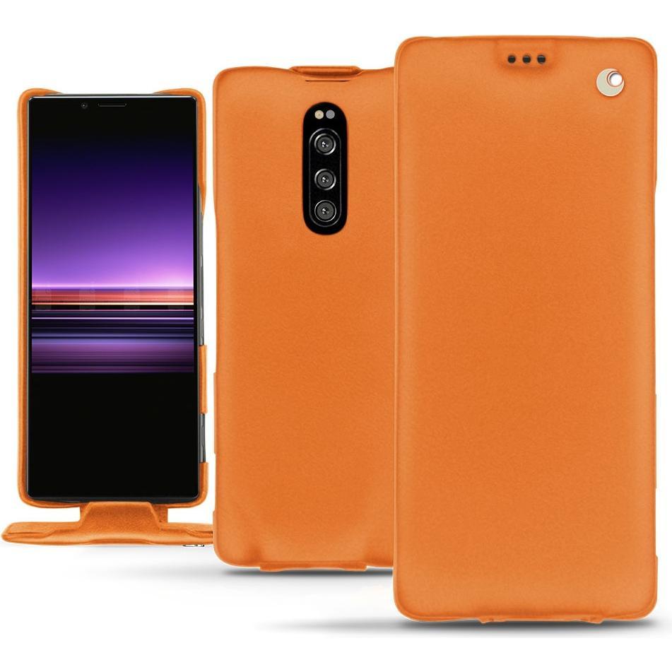 Noreve Lederschutzhülle vertikal (Sony Xperia 1), Smartphone Hülle, Orange