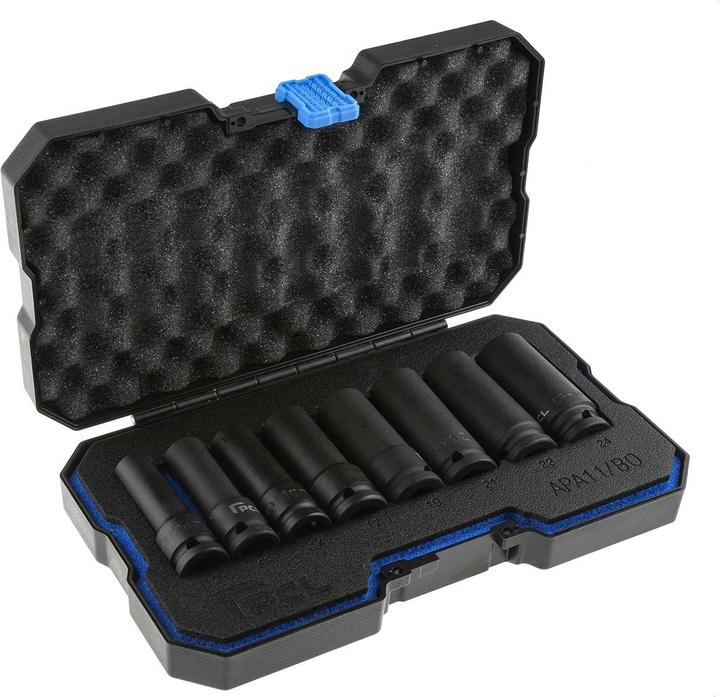 Produktbild RS PRO 1/2 Air Deep impact socket set - 8 piece (24 mm, 14 mm, 21 mm, 22 mm, 12 mm, 19 mm, 17 mm, 13 mm)