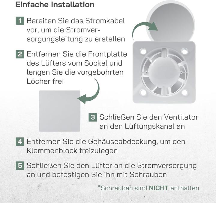 Produktbild Vent Systems Badlüfter mit Feuchtigkeitssensor & Timer (100 mm)