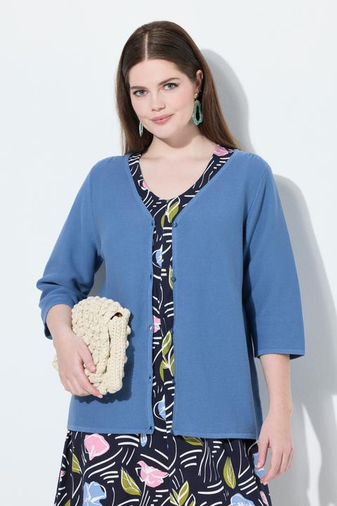 Image du produit Ulla Popken Cardigan à encolure en V et manches 3/4. Coton bio (46, 48)