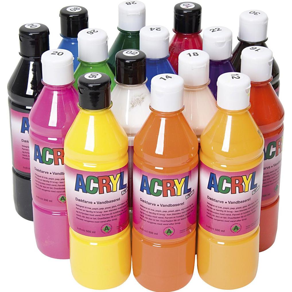 Hobby2you, Colore + Vernice per fai da te, Acryl blank 500ml 15ass. i papkasse (500 ml)