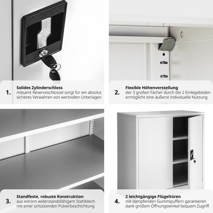 Produktbild tectake Aktenschrank mit 3 Böden (90 x 40 x 90 cm)