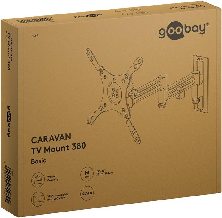 Image du produit Goobay Support TV mural Caravan FULLMOTION M, Argent (Mur, 15 kg, 13" - 43")