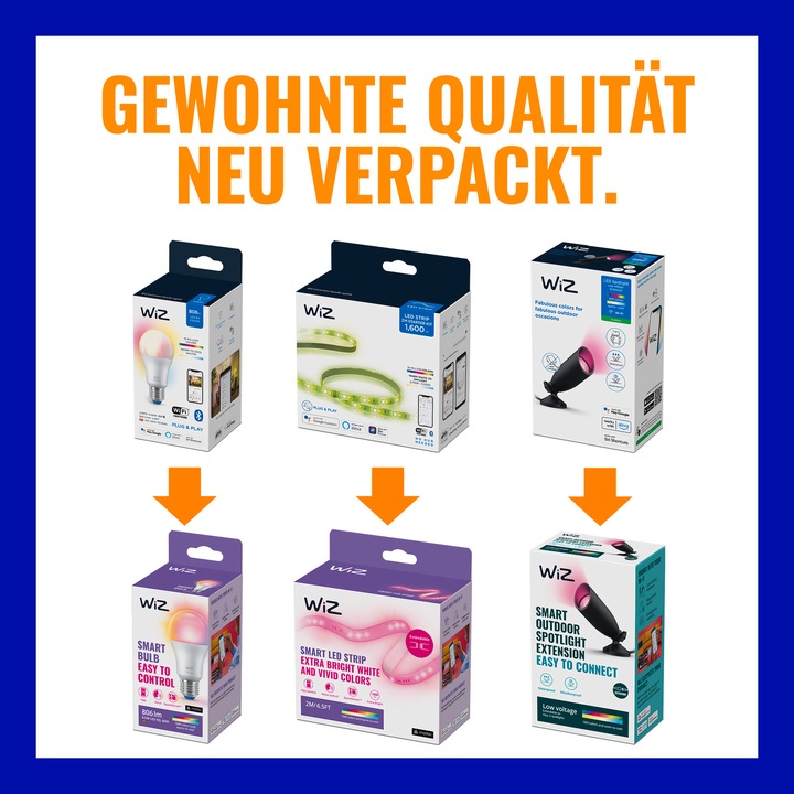 Immagine prodotto WiZ Standard bianco e colore sintonizzabile (E27, 8.50 W, 806 lm, 1 x, F)