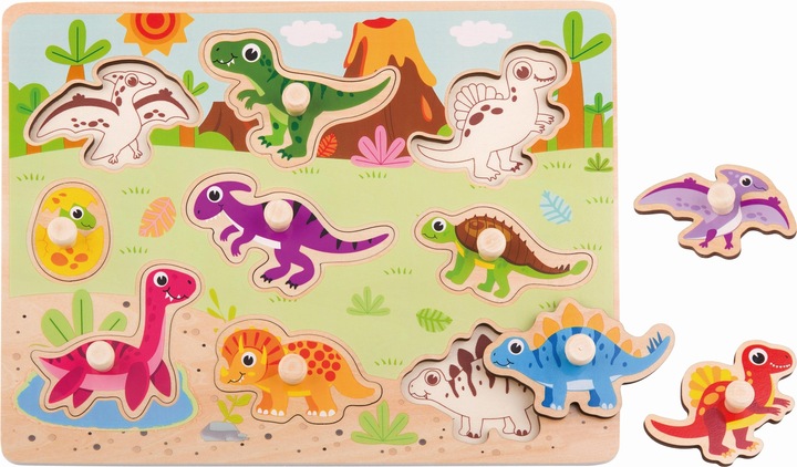 Immagine prodotto Tooky Toy Puzzle con i chiodini dei dinosauri, TY859 (9 pezzi)