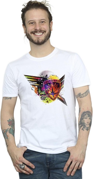 Actual product image Mens Guardians Of The Galaxy Abstract Shield Chest T-Shirt (S)