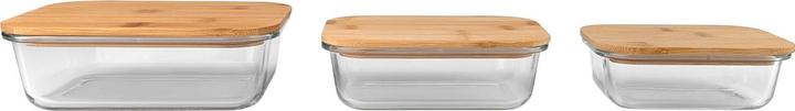 Actual product image Ideoon 6er-Set Hochwertige Vorratsdosen mit Deckel, rechteckig, Glas/Bambus, 3 Grössen (0.37 l)