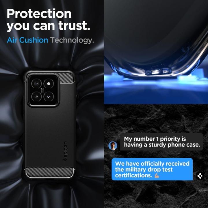 Actual product image Spigen Rugged Armor Xiaomi 14 czarny/matte black ACS07422 (Xiaomi 14)