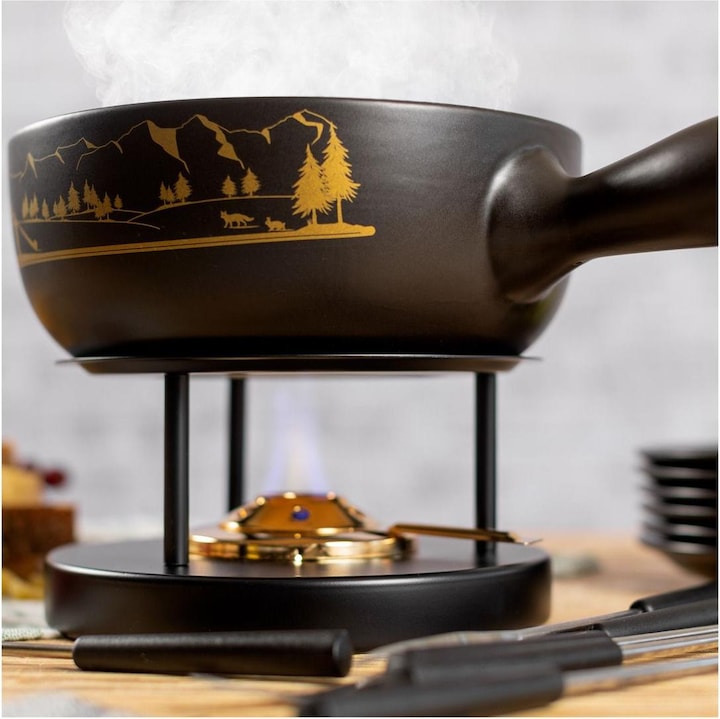 Image du produit Kuhn Rikon Set à fondue au fromage Panorama des Alpes noir Ø 23 cm avec assiettes (Fondue au fromage)