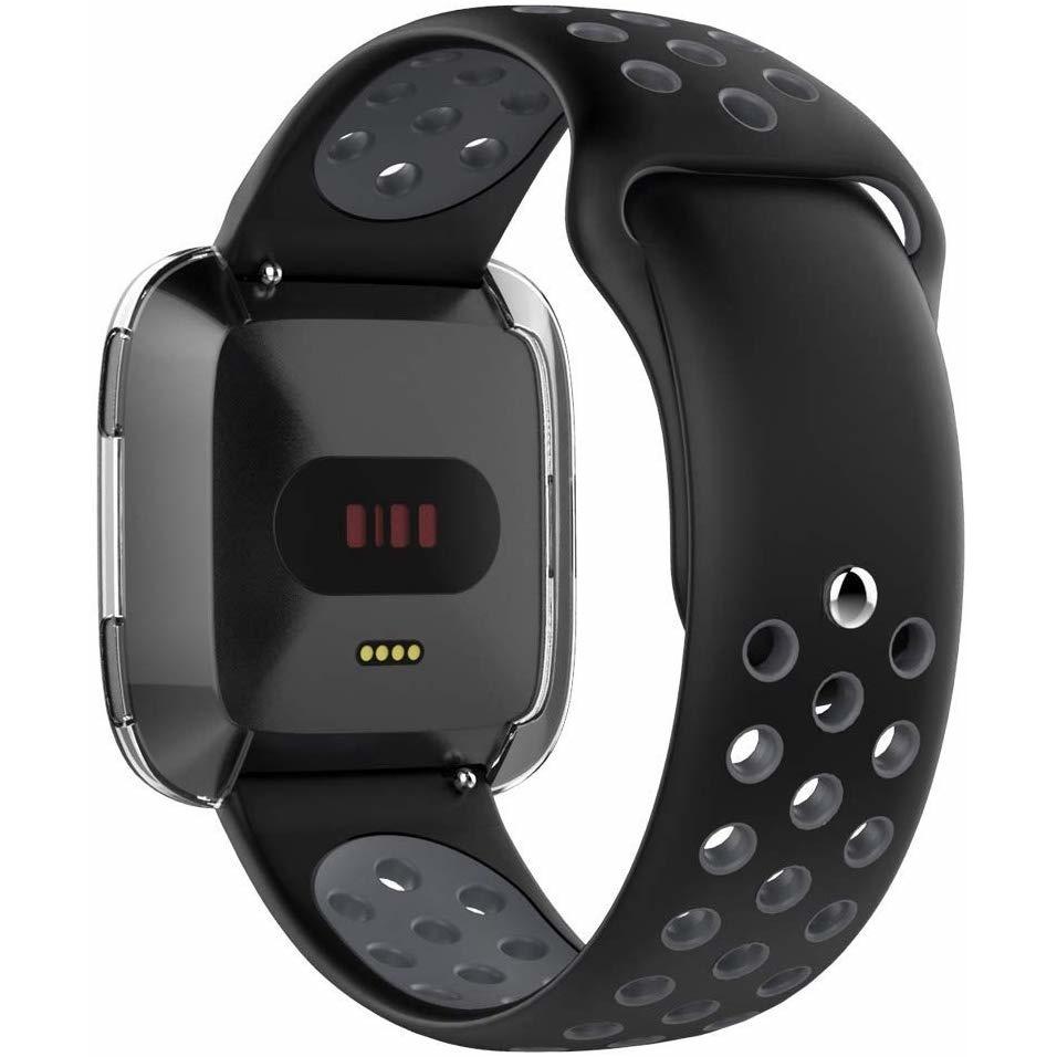 Thumbnail - Strap-it Sportarmband (Silikon, Versa 2), Uhrenarmband, Mehrfarbig, Schwarz, Grau