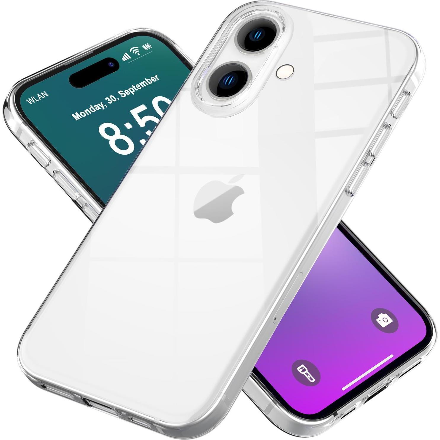 Nalia Klare Transparente Silikon Hülle (Apple iPhone 16), Smartphone Hülle, Transparent