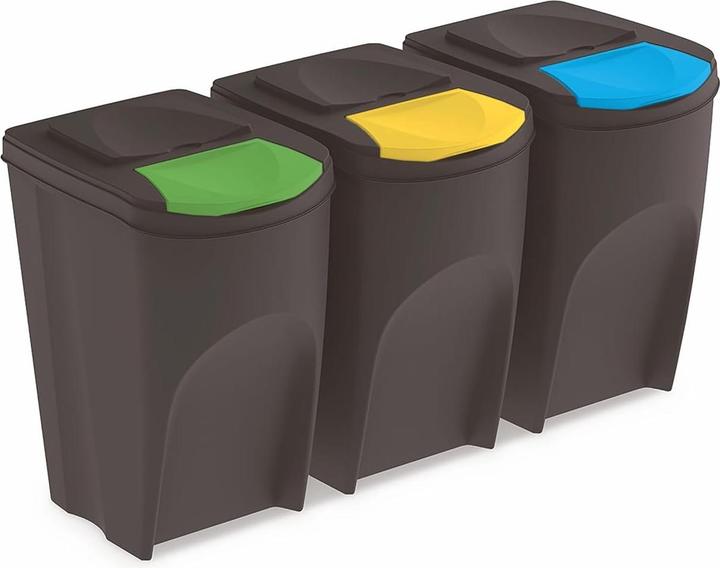 Produktbild Spetebo Stapelbares Mülltrennsystem Sortibox mit Deckel (3er Set á 35 L) (105 l)