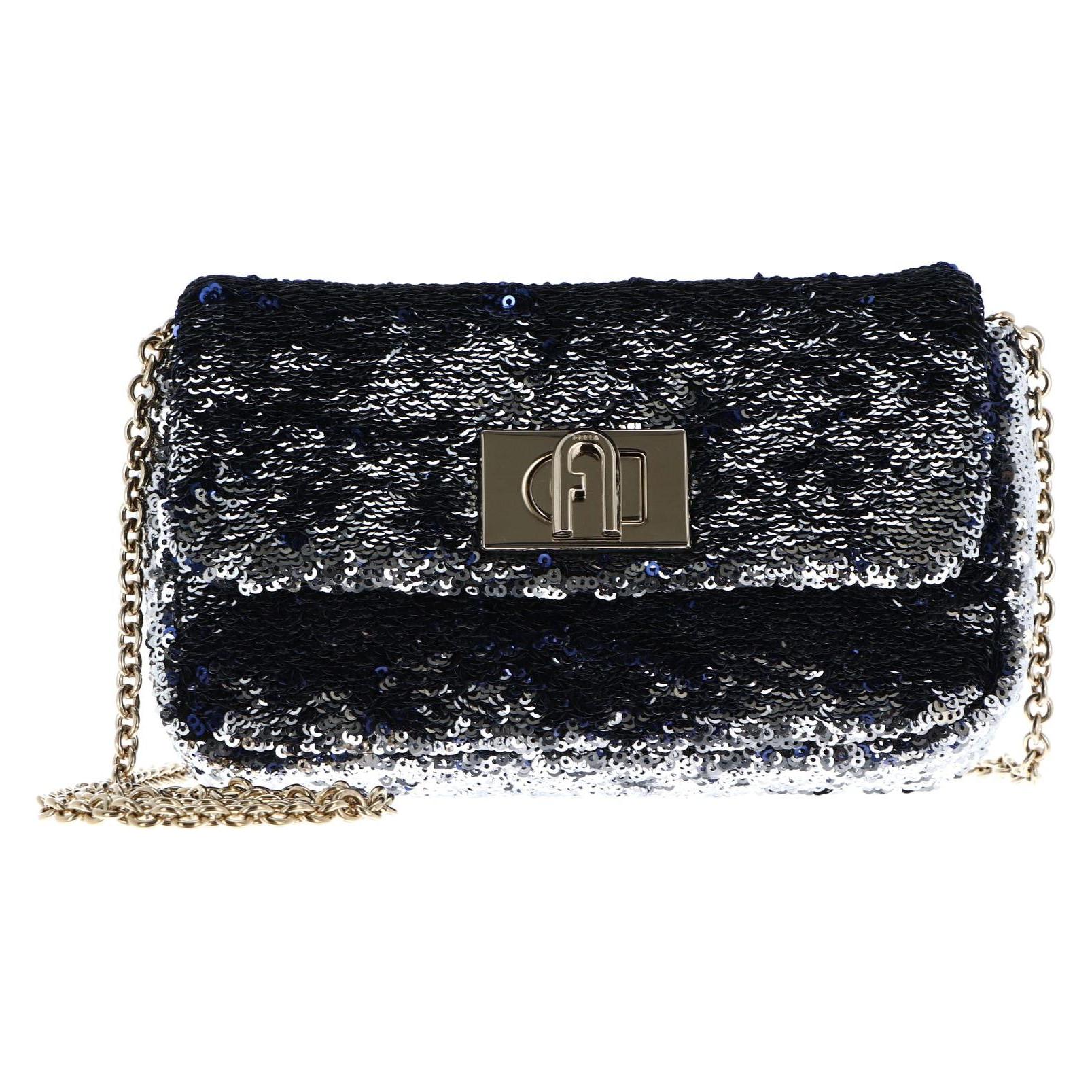 Furla, Damen, Handtasche, 1927 Soft Mini Crossbody Bag, Mehrfarbig, Blau, Silber