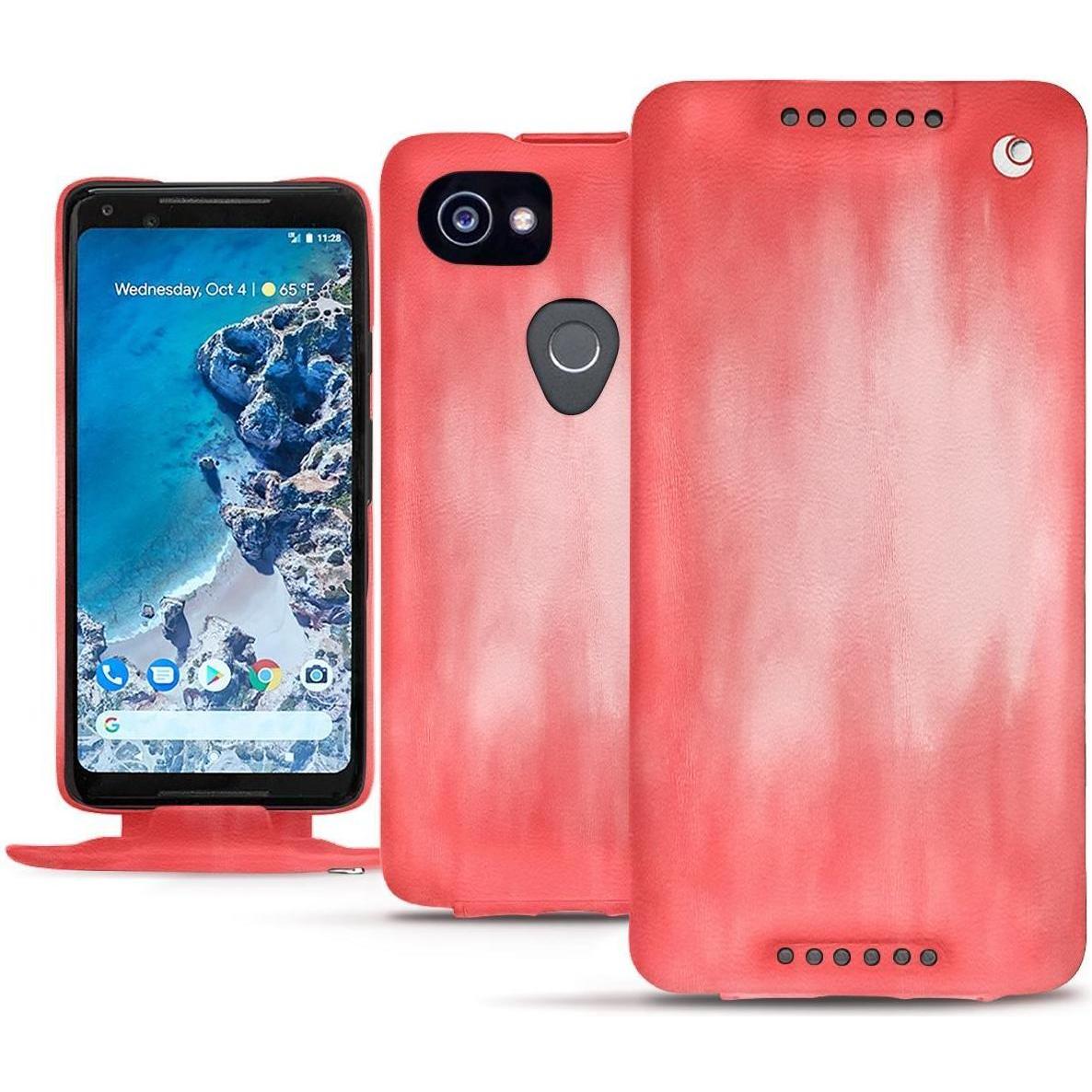 Noreve Lederschutzhülle vertikal (Google Pixel 2 XL), Smartphone Hülle, Rosa