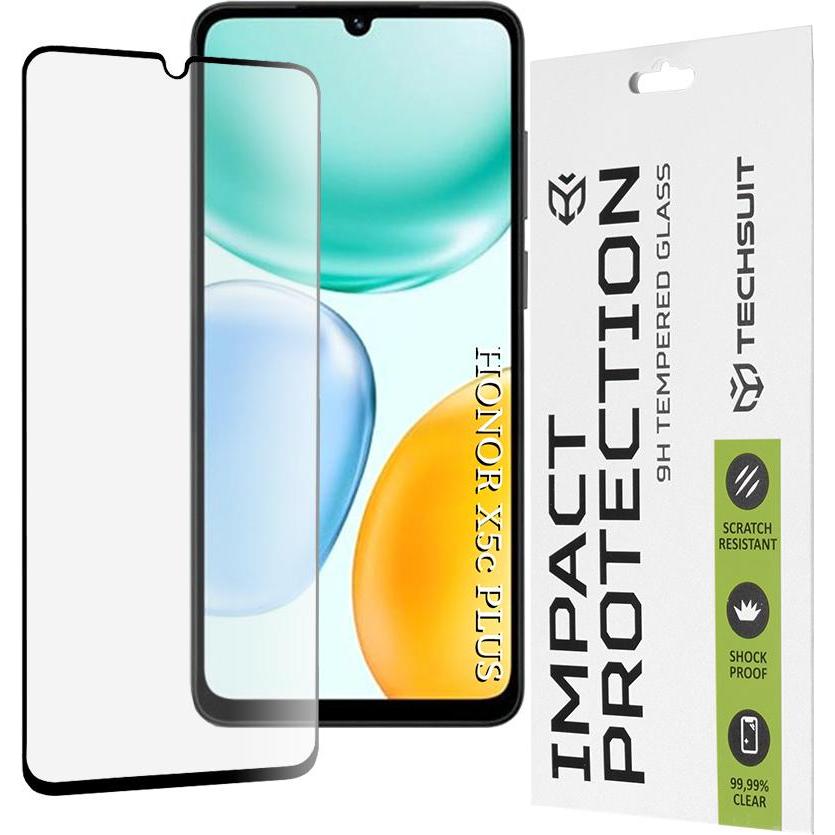 Techsuit - 111D Full Cover / Full Glue Glass - Honor X5c Plus - Black (Honor 5C Pro), Pellicola protettiva smartphone, Nero
