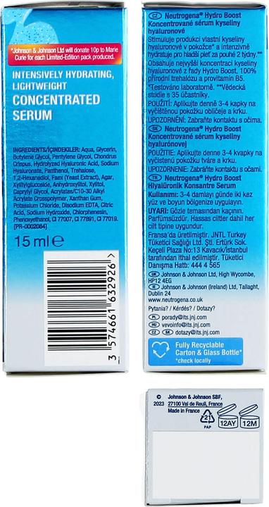 Actual product image Neutrogena Hydro Boost Hyaluronic Acid Concentrated Serum (15 ml)