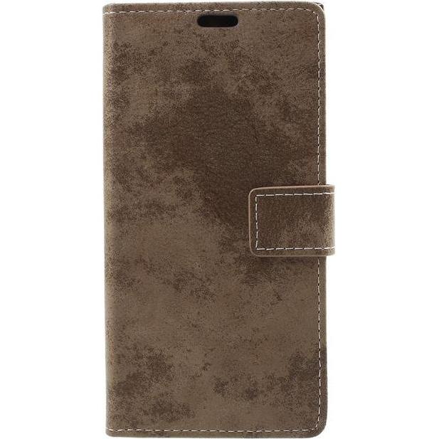 MU Classic Leder Bookcover im Vintage Look (Xperia XA1 Plus), Smartphone Hülle, Braun