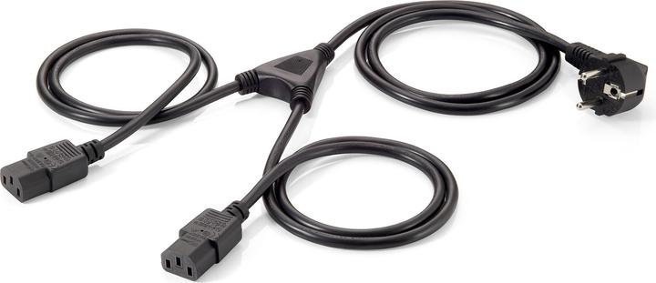 equip Hoogwaardige stroom Y-kabel 2 x IEC C13 naar 1 x 90 graden Schuko (1.80 m)