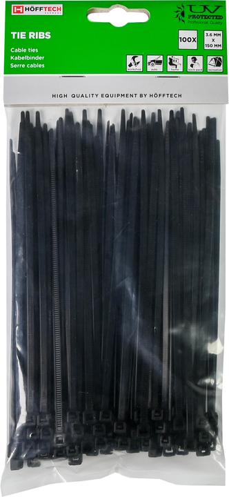 Image du produit Benson Serre cables 3,6 x 150 mm 100 pcs noir (Serre-câbles en plastique, 150 mm, 100 pcs)