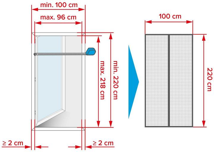 Actual product image tesa Insect screen magnetic curtain for balcony and patio doors, self-closing, mounting without drilling (100 x 220 cm)