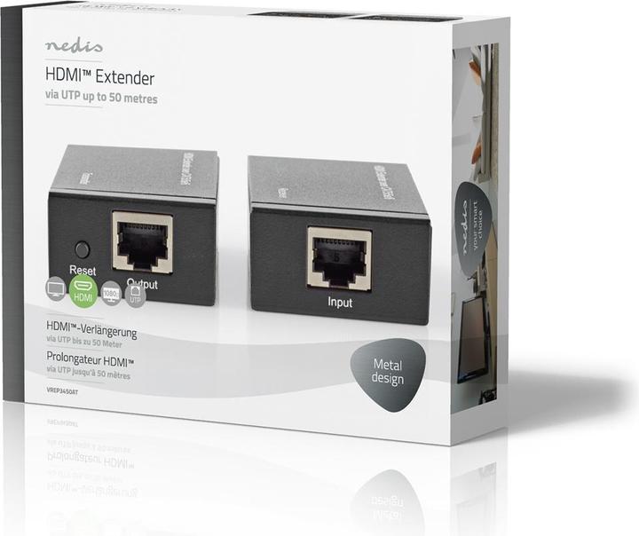 Actual product image Nedis HDMI T Extender Over CAT6 up to 60.0 m 1080p 1.65 Gbps Metal Anthracite (1 m)