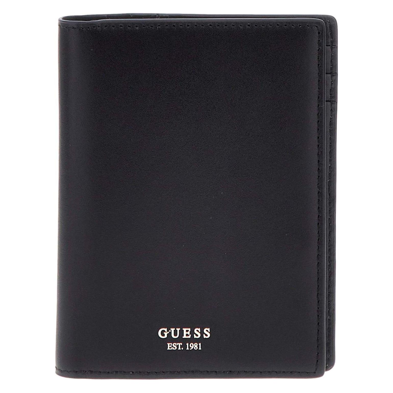 Guess, Herren, Portemonnaie, Portapassaporto In Pelle, Schwarz