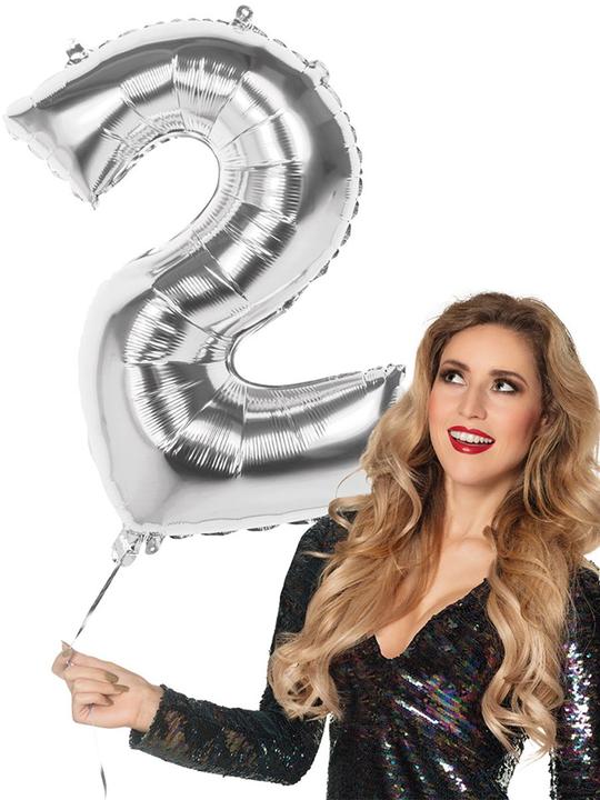 Actual product image Boland Foil balloon - Silver number - - Number 2 - two (1 x)