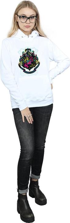 Actual product image Womens/Ladies Neon Hogwarts Crest Hoodie (XXL)