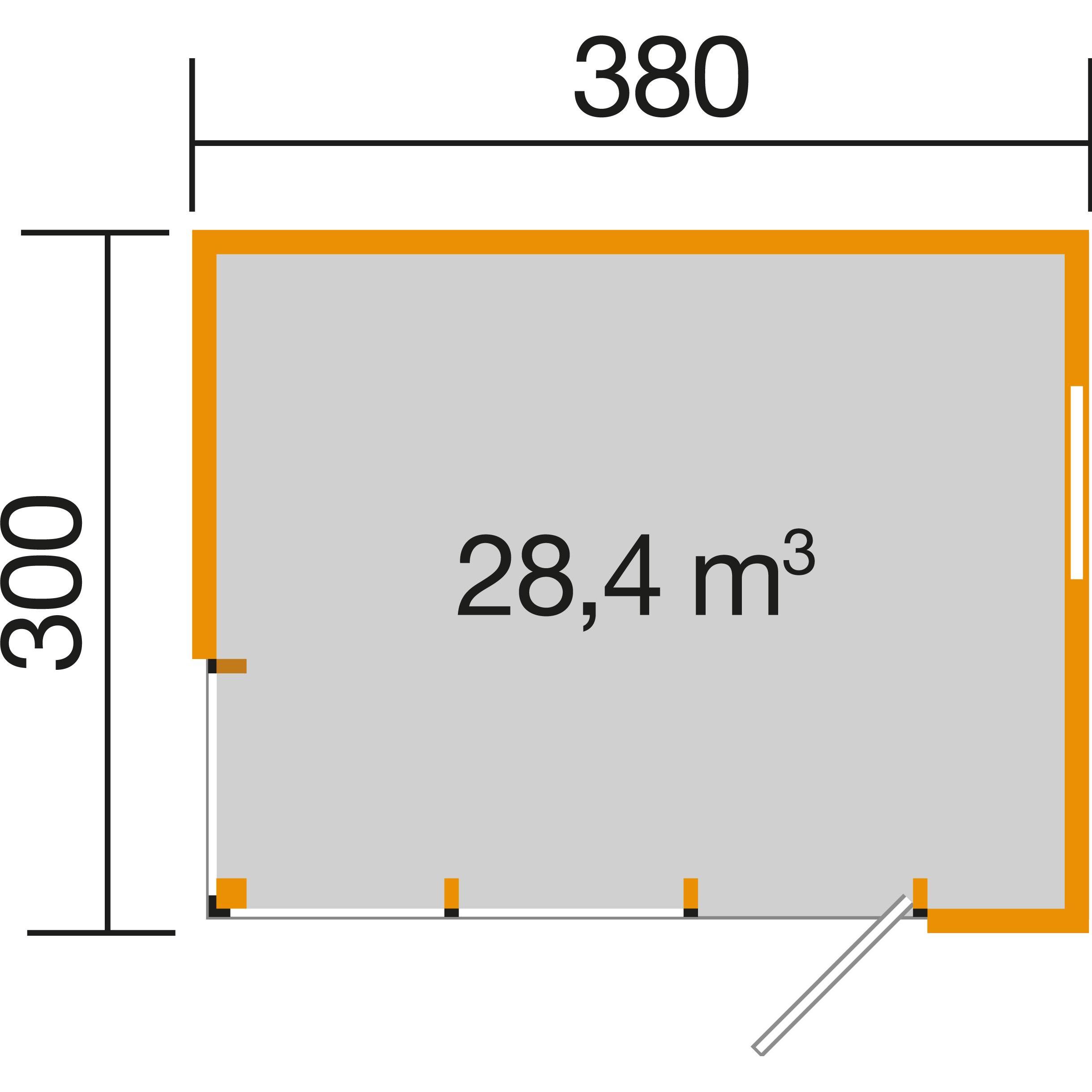 Thumbnail - Weka Holzbau, Gartenhaus + Gartenschrank, Designhaus Cubilis 412 Gr.1 mit selbstklebender Dachfolie und Fussboden 380 x ...