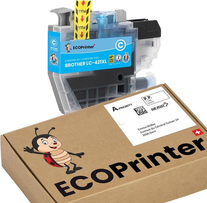Produktbild ECOPrint ECOPrinter kompatible Tintenpatrone – Alternative zu Brother LC-421XLC (C)
