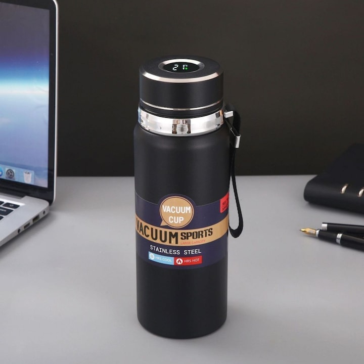 OEM Other Water bottle with with display LED showing temperature 1000 ml black (1 l)