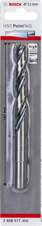 Produktbild Bosch Professional Zubehör Metallspiralbohrer HSS PointTeQ, DIN 338, mit reduziertem Schaft, 11,0 mm (11 Millimeter)