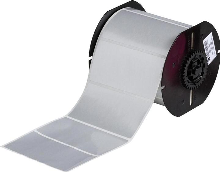 Actual product image Brady B33-55-435, metallised polyester, silver, glossy, 101.60 x 50.80 mm, permanent (750 E. (10.16 cm)
