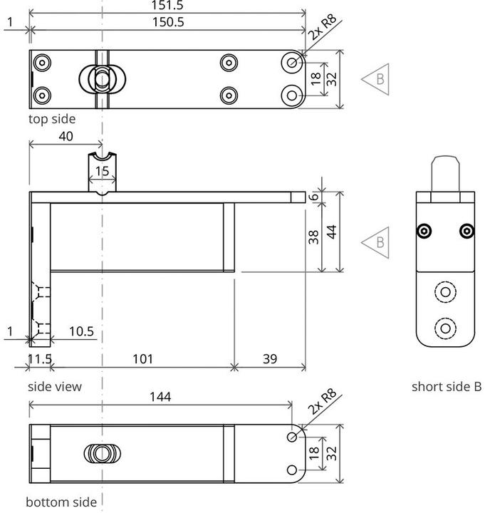 Productafbeelding FritsJurgens Pivot-Türband System M32 / 40 mm Ausführung AA/A/B