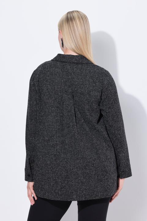 Immagine prodotto Ulla Popken Giacca sale e pepe con collo da camicia e abbottonatura (50, 52)