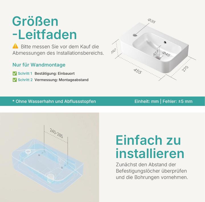 Produktbild Emke Wandwaschbecken (265 mm, 450 mm)