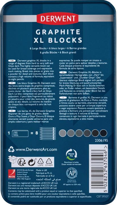 Actual product image Derwent Graphite Xl Blocks Tin Of 6 (601059) (6 x)