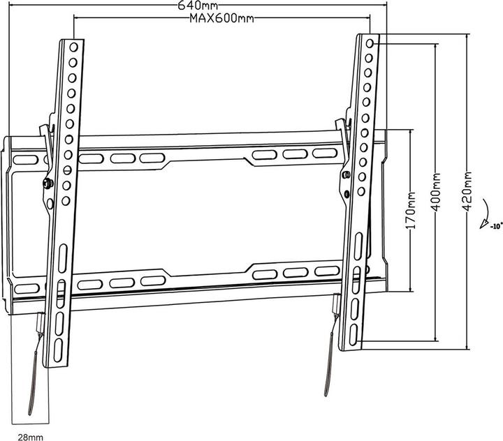 Nährwerte und Zutaten Maclean TV-Halterung max VESA 600x400 32-80 45kg Neigungsverstellung +0°-10° MC-413 (Wand, 80", 45 kg)