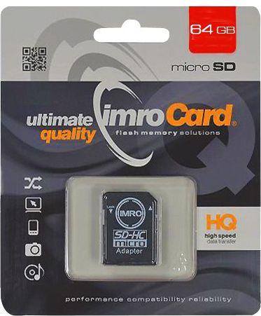 IMRO 10/64G UHS-I ADP - 64 GB - MicroSDHC - Klasse 10 - UHS-I - 82 MB/s - 21 MB/s (64 GB, microSDHC, U1, UHS-I)