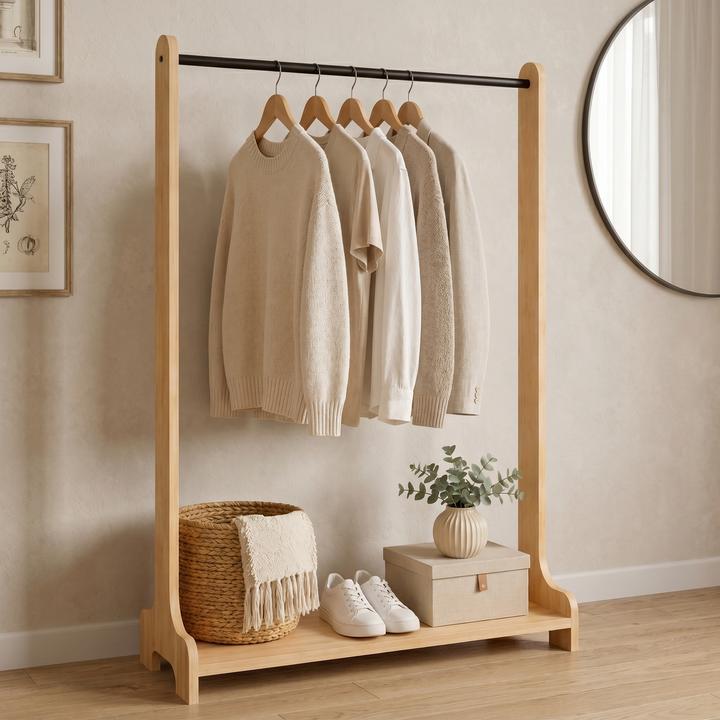 Actual product image VCM Holz Kleiderständer mit Regal Lempu M