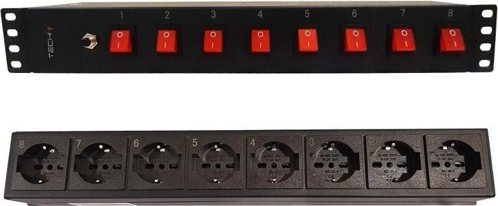 Actual product image Techly 8 ways 19inch Rack Power Strip (8x, CEE 7/3, 1.80 m)