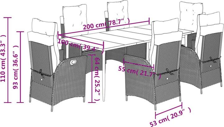 Produktbild vidaXL Garten Essgruppe (200 x 100 x 74 cm)