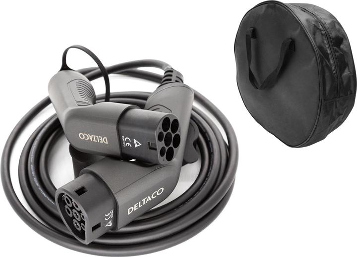 Produktbild Deltaco EV-3217B + Tasche 3-phasig IEC Typ 2 auf Typ 2 - 16A 11kW, 7m (Typ 2, 11 kW, 16 A, 7 m)